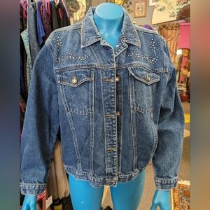 L.A. Blues Denim Blinged out bedazzled denim jean jacket oversized